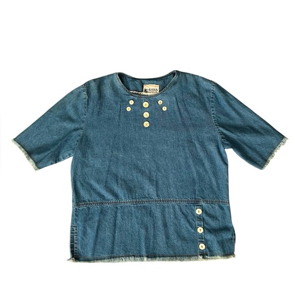 RAMA of USA vintage women’s 100% cotton denim top size medium - Picture 1 of 10